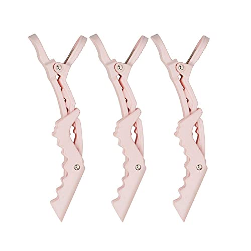 Kitsch Alligator Clips for Hair - No Slip Hair Clips for Styling & Sectioning | Alligator Hair Clips for Women | Makeup Hair Clips & Gator Clips for All Hair Types | Salon Styling Clips, 3pcs (Pink)