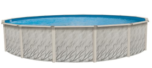 Lake Effect Meadows Reprieve 24' Round Above Ground Swimming Pool | 52" Height | Resin Protected Steel Sided Walls | 25 Gauge Overlap Liner & Skimmer