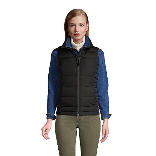 Lands' End Womens Puffer Down Vest Black Petite Medium