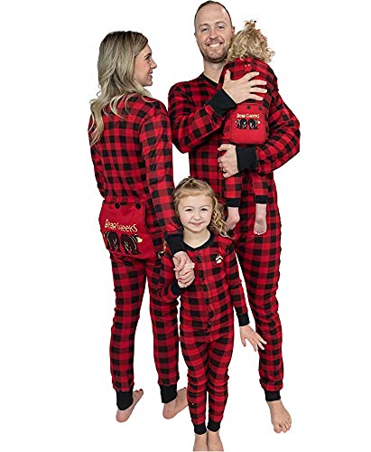 Lazy One Flapjacks, Matching Pajamas for The Dog, Baby & Kids, Teens, and Adults (Plaid Bear Cheeks, 12 MO)