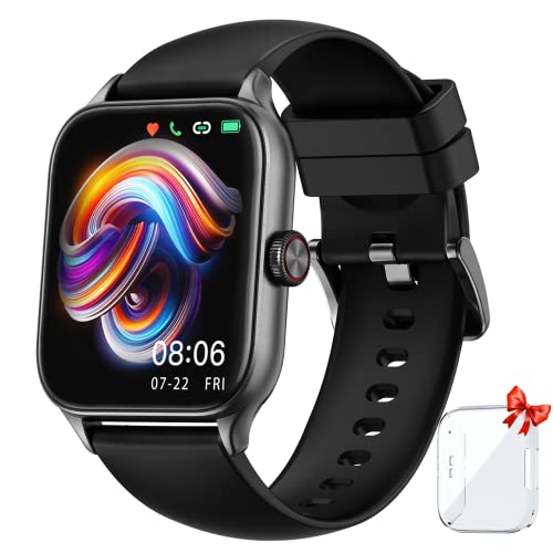 LESHIDO Smart Watch(Receive & Dial), 2023 Newest 1.85" TFT HD Full Touch Screen, Smart Watch for Men Women, SmartWatchs with Health Tracker/Fitness Tracker/Call/Text/AI Voice Assistant (Black)