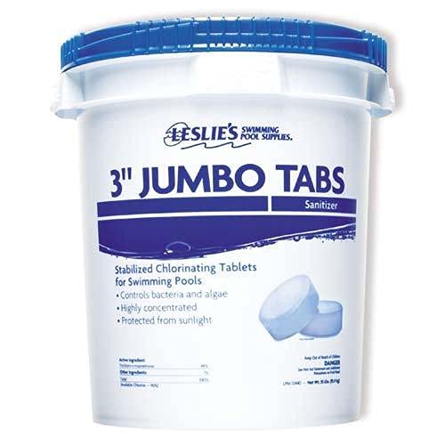 Leslie's Jumbo 3 Inch Chlorine Tablets for Sanitizing Swimming Pools - Stabilized - Individually Wrapped - Slow Dissolving - 90% Available Chlorine - Tri-Chlor - 35 Pounds 171549