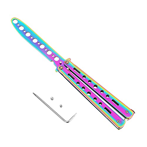 LEYAOAndizhich Butterfly Knife, Practice Knives, Trainer Martial Arts Practice Swords, Steel Metal Folding Knife Training Knife Tool Unsharpened（Knife）