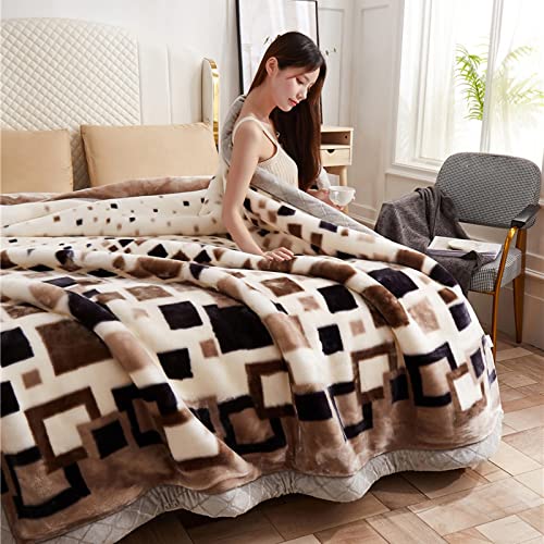 LGYKUMEG Korean Mink Blanket King Size,2 Ply Blanket,4Kg Heavy Sliky Soft and Warm，Raschel Blanket for Autumn,Winter,Bed,Sofa,G,79"x91"