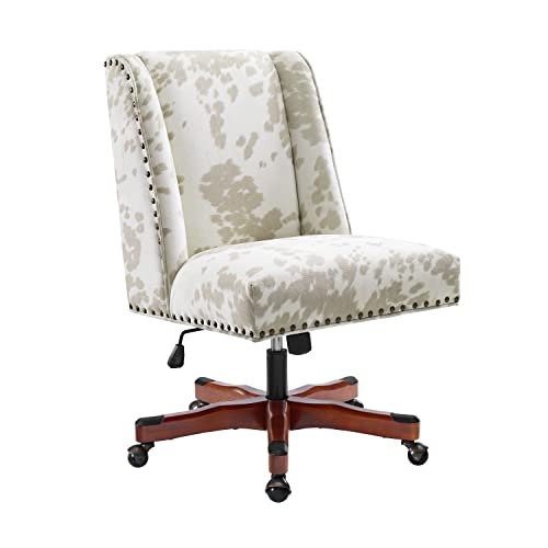 Linon Home Décor Linon Draper Linen Cow Print Office Chair, Walnut