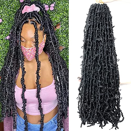 LMZIM 36 Inch Butterfly Locs Crochet Hair 5 Packs Long Distressed Locs Soft Faux Locs Crochet Braids Hair Crochet Locs for Black Women