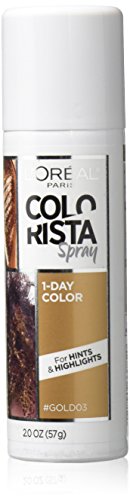 L'Oreal Paris Colorista 1-Day Washable Temporary Hair Color Spray, Gold, 2 Ounces