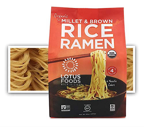 Lotus Foods Gourmet Organic MIllet and Brown Rice Ramen Noodles, 4 Count, 10 Ounce (Pack of 6)