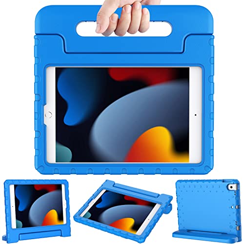 LTROP New iPad 9th Generation Case, iPad 8th Generation Case, iPad 7th Generation Case for Kids, iPad 10.2 Case 2021/2020/2019, Shockproof Handle Stand Kids Case for iPad 9/8/7 Gen 10.2-Inch, Blue