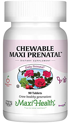 Maxi-Health Chewable Prenatal Vitamin - Over 25 Essential Vitamins and Minerals - Doctor Formulated for Pregnant and Lactating Women - 90 count