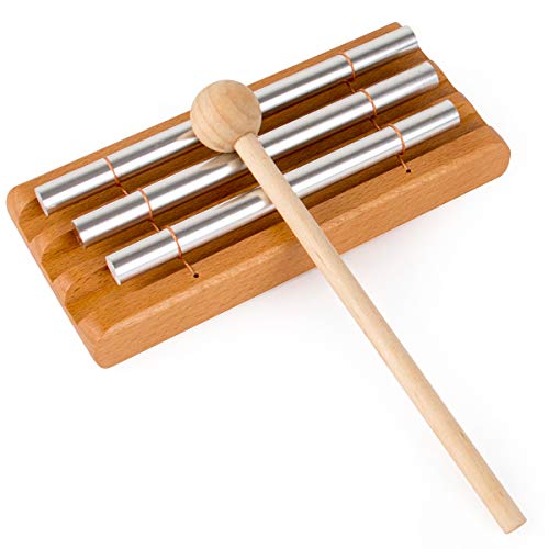 Meditation Trio Chime, AKLOT Chime Three Tone Trio Chime Bell Hand Percussion Chimes for Prayer Meditation Yoga Teachers' Classroom Management