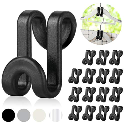 Mlici Clothes Hanger Connector Hooks, 70 Pcs Multi-Level Cascading Hanger Hooks, Plastic Heavy Duty Cascading Mini Hooks for Velvet Hangers Space Saver Closet Organizer, Black