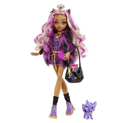 Monster High Clawdeen Wolf Fashion Doll with Purple Streaked Hair, Signature Look, Accessories & Pet Dog