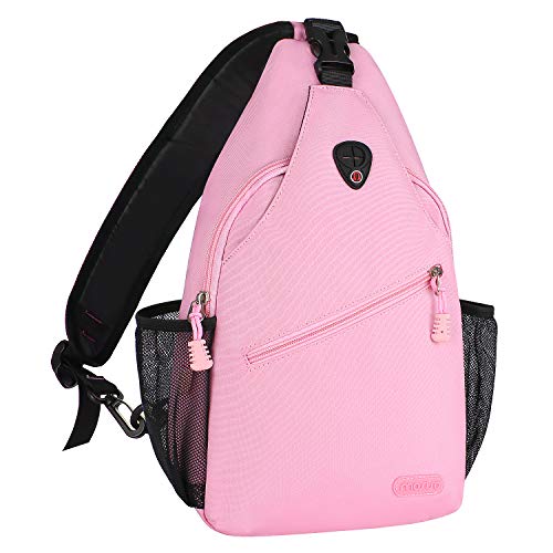 MOSISO Sling Backpack, Multipurpose Crossbody Shoulder Bag Travel Hiking Daypack, Light Pink, Medium