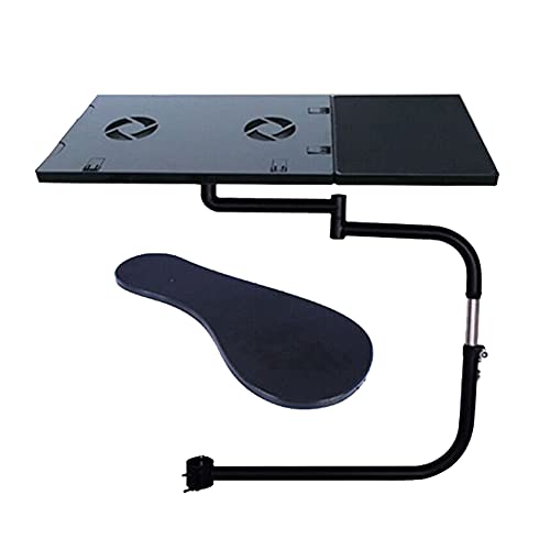 Multifunctional Full Motion Chair Clamping Keyboard Support Laptop Desk Holder Mouse Pad for Office and Game Black