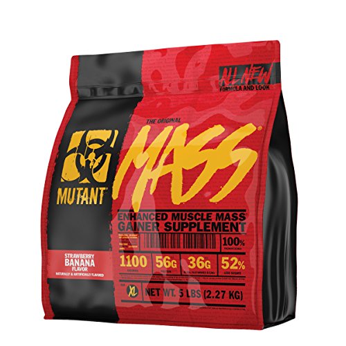 Mutant Mass Weight Gainer Protein Powder – Build Muscle Size and Strength with 1100 Calories – 56 g Protein – 26.1 g EAAs – 12.2 g of BCAAs – 5 lbs – Strawberry Banana