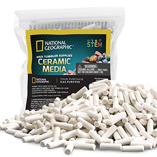 NATIONAL GEOGRAPHIC Rock Tumbler Ceramic Pellets – 1.5 lb Ceramic Media for Rock Polisher, Use with Rock Polishing Grit, Protects Rocks, Improves Tumbling, Reusable, Rock Tumbling Supplies