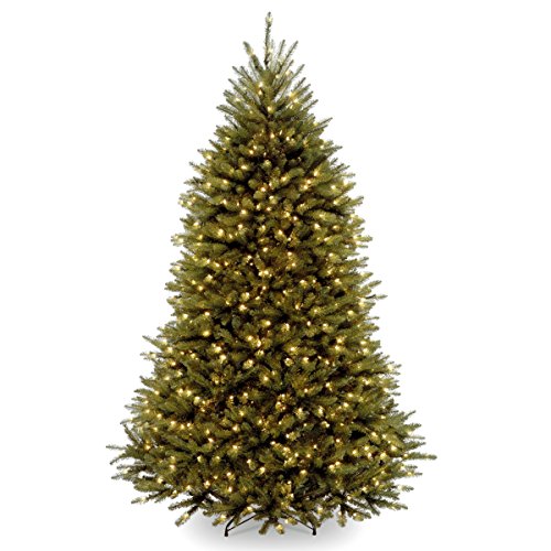 National Tree Company Pre-Lit Artificial Full Christmas Tree, Green, Dunhill Fir, White Lights, Includes Stand, 6 Feet