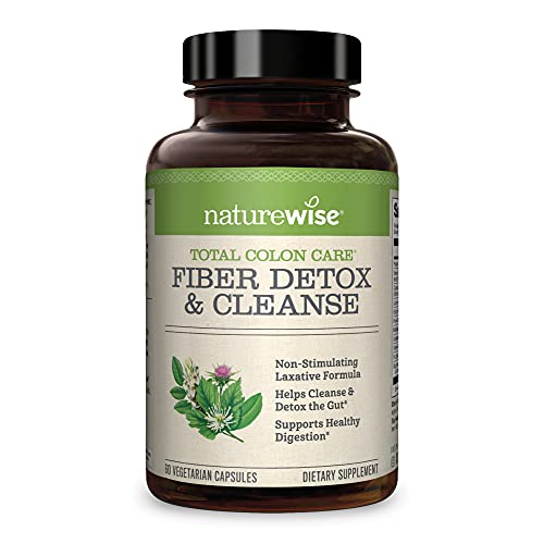 NatureWise Total Colon Care Fiber Cleanse with Herbal Laxatives, Prebiotics, & Digestive Enzymes for Healthy Elimination, Safe Digestion & Weight, Detox, & Gut Health [1 Month Supply - 60 Count]