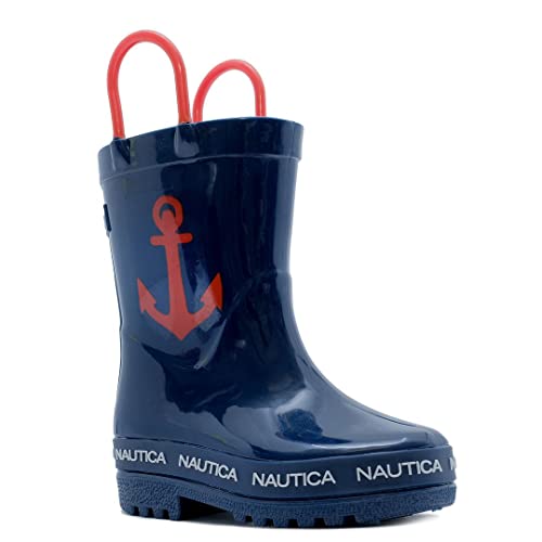 Nautica Kids' Waterproof Rain Boots - Keep Feet Dry & Comfortable in Wet Weather - Fun Colors & Designs Boys-Girls- Toddler Little Kids-Everett Toddler-Navy-5