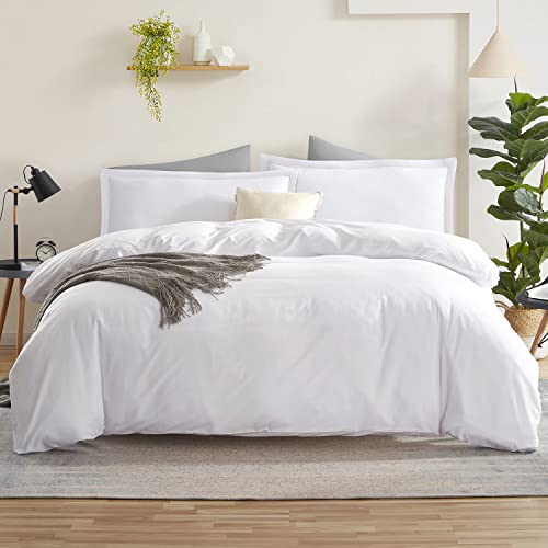 nestl California King Duvet Cover Set White - Soft Double Brushed Cal King Duvet Cover 3 Piece, Duvet Cover California King with Button Closure, 1 Duvet Cover 104x98 inches and 2 Pillow Shams