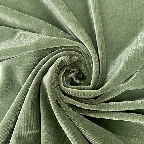 New Fabrics Daily Princess SAGE Polyester Spandex Stretch Velvet Fabric for Bows, Top Knots, Head Wraps, Scrunchies, Clothes, Costumes, Crafts - 10001, Green, Yard (58x36'')