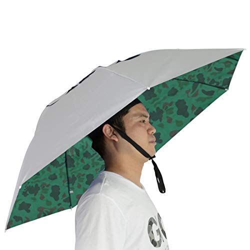 NEW-Vi Fishing Umbrella Hat Folding Adjustable Sun Rain Cap, 37.4”Oversize Hands Free Umbrellas, 7-Ribs Anti-UV Waterproof Headwear for Fishing Gardening Golf Sunshade Outdoor