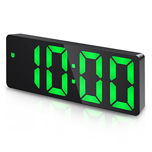 Newest Digital Alarm Clock, LED Clock for Bedroom, Electronic Desktop Clock with Temperature Display, Adjustable Brightness, Voice Control, 12/24H Display for Home, Bedroom, Office