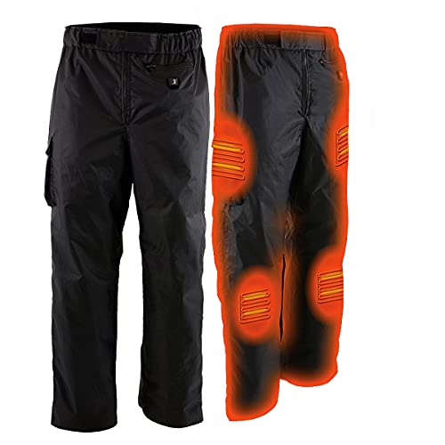 Nexgen Heat MPM5715SET Men Black Winter Thermal Heated Pants for Ski and Riding w/Rechargable Battery Pack - Large