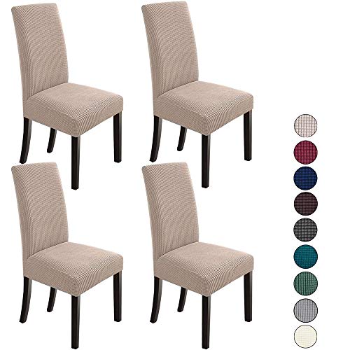 NORTHERN BROTHERS Dining Chair Covers Stretch Chair Covers Parsons Chair Slipcover Chair Covers for Dining Room Set of 4, Khaki