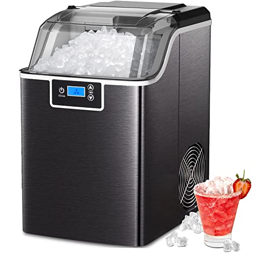 Nugget Ice Maker Countertop with Soft & Chewable Pellet Ice Crushed ice Countertop Portable Pellet Ice Machine 44Lbs/24H, 2 Minutes per Round and 45dB for Home/Kitchen/Office/Bar/Party