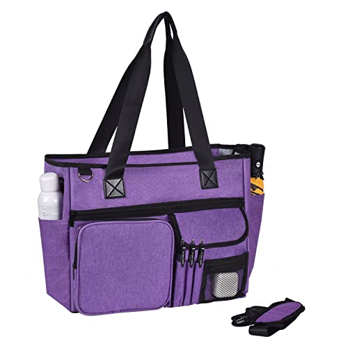 Nurse Tote Bag for Work Nursing Bag with Multiple Pockets Clinical Bag for Nursing Students Teacher Bag(Purple)