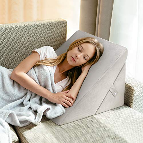 OasisCraft Bed Wedge Pillow, 8&12 Inch Adjustable Memory Foam Sleeping Pillow Folding Incline Cushion System for Legs with Washable Removable Cover - Back Pain, Snoring, Acid Reflux, Reading
