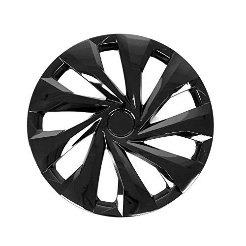 OMAC Wheel Cover Hubcaps for 15-inch, Wheel Rims Cover Hub Caps, 4 Pieces Set, ABS, Black