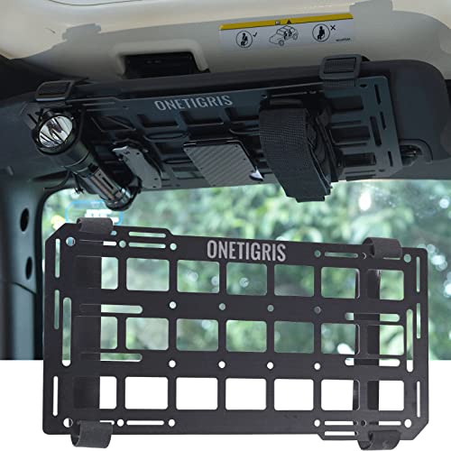 OneTigris Car Visor Organizer - Tactical Sun Visor Organizer, Auto Interior Accessories for Vehicle, SUV, Truck, Jeep, Multifunctional Rigid MOLLE Panel Tactical Accessories Holder,Fiberglass