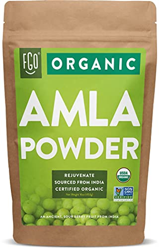 Organic Amla Powder (Amalaki) | 16oz Resealable Kraft Bag (1lb) | 100% Raw From India | by FGO