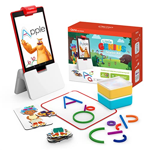 Osmo-Little Genius Starter Kit for Fire Tablet-4 Educational Learning Games-Preschool Ages 3-5-Phonics,Problem Solving & Creativity-STEM Toy Gifts,Kids(Osmo Fire Tablet Base Included)