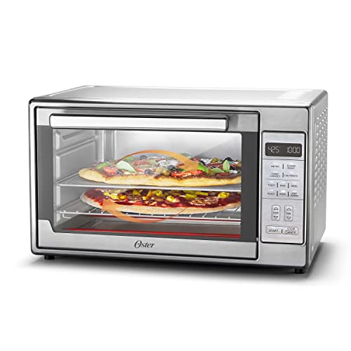 Oster Air Fryer Oven, 10-in-1 Countertop Toaster Oven Air Fryer Combo, 10.5" x 13" Fits 2 Large Pizzas, Stainless Steel