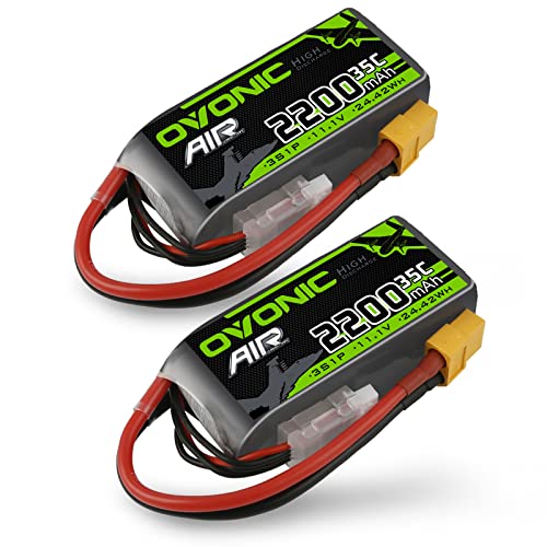 OVONIC 3s Lipo Battery 35C 2200mAh 11.1V Lipo Battery with XT60 Connector for Airplane RC Quadcopter Helicopter FPV Drone(2pcs)