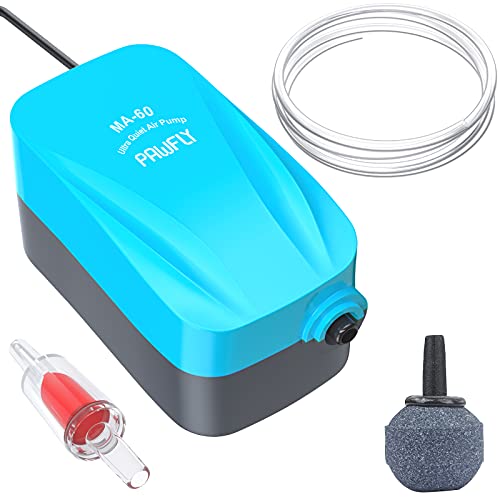 Pawfly Aquarium 40 GPH Compact Air Pump Quiet Oxygen Aerator Pump with Air Stone Airline Tubing and Check Valve Accessories for 5-20 Gallon Buckets and Fish Tanks