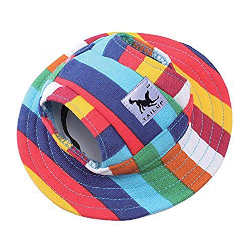 Pet Cap, Round Hat Fashion Dog Canvas Princess Hat Baseball Adjustable Chin Strap Sun Protection Visor for Puppy Dog (M, Color)