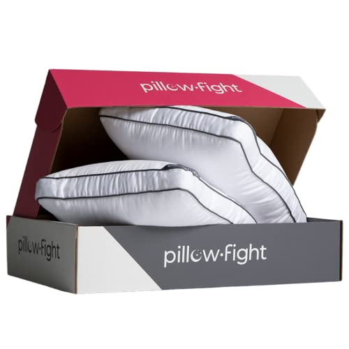 Pillow Fight Knockout - Luxury, Adjustable Down Alternative Bed Pillows - Standard/Queen Size Set of 2 - Cooling Neck Pillow for Sleeping Back, Stomach, and Side Sleepers (Standard Size, 2 Pack)
