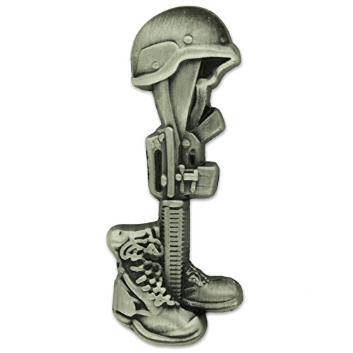 PinMart's Final Tribute Battle Cross Fallen Soldier Silver Lapel Pin