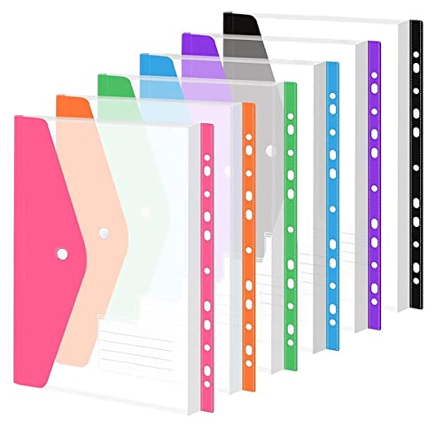 Plastic Binder Dividers 6 Pack A4 Folder with Snap Closure for 2/3/4/11 Ring Binders and Removable Mark Label in Broadwise, 6 Colors