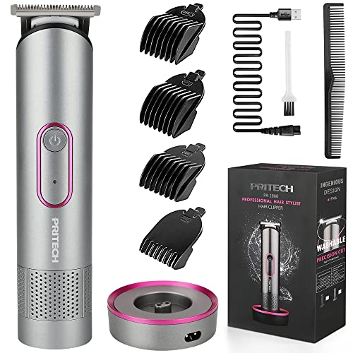 PRITECH Hair Trimmer for Women, Waterproof Bikini Trimmer, Rechargeable Pubic Hair Clippers and Trimmer, Electric Shaver for Women, Women Electric Razor, Hair Cut Kit, Barber Grooming Set, Aurora Gray