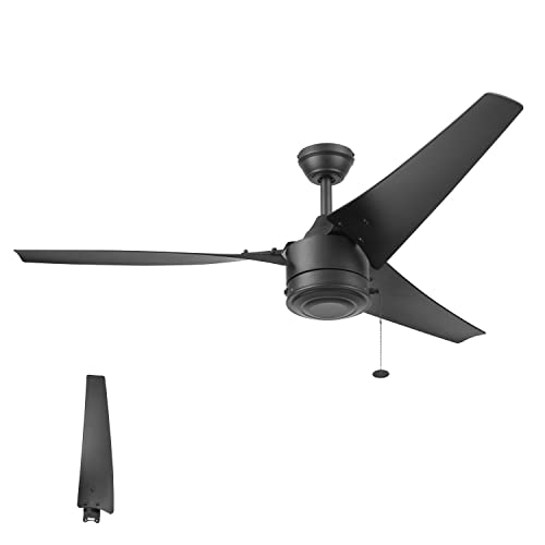 Prominence Home 52" Talib Modern Contemporary Outdoor Ceiling Fan, 3-Blade No Light, Wet Rated, Propeller Style, Matte Black Finish