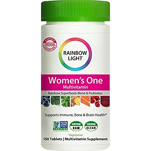 Rainbow Light Multivitamin for Women, Vitamin C, D & Zinc, Probiotics, Women’s One Multivitamin Provides High Potency Immune Support, Non-GMO, Vegetarian, 150 Tablets