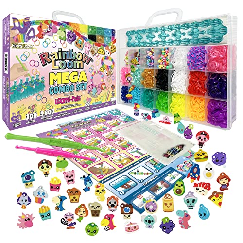 Rainbow Loom® Loomi-Pals™ MEGA Set, Features 60 CUTE Assorted LP Charms, the NEW RL2.0, Happy Looms, Hooks, Alpha & Pony Beads, 5600 Colorful Bands all in a Carrying Case for Boys and Girls 7+