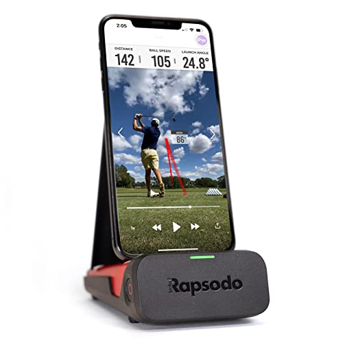 Rapsodo Mobile Launch Monitor for Golf Indoor and Outdoor Use with GPS Satellite View and Professional Level Accuracy, iPhone & iPad Only,Black/Red