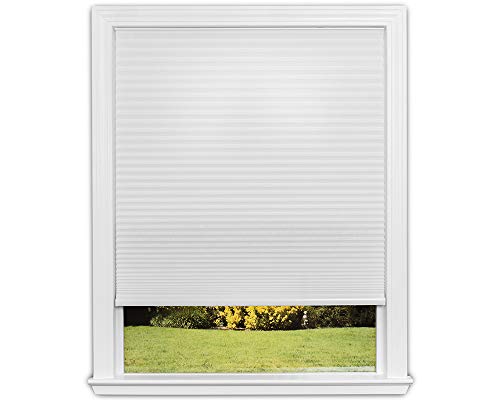 Redi Shade No Tools Easy Lift Trim-at-Home Cordless Cellular Light Filtering Fabric Shade White, 30 in x 64 in, (Fits windows 19 in - 30 in)